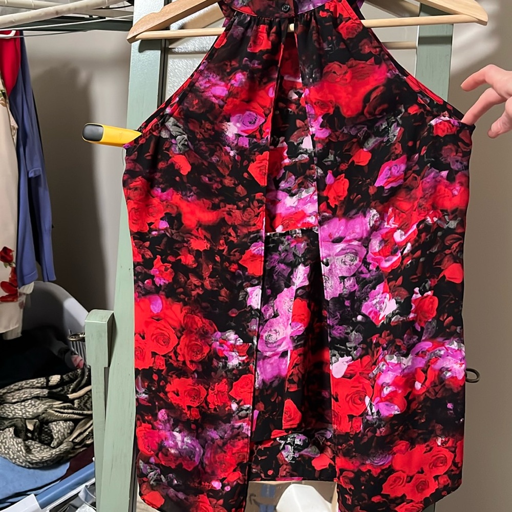 BB DAKOTA backless halter tank / floral / small